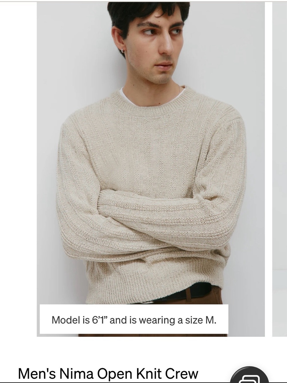 KOTN Men's Nima Open Knit Crew Sweater in Small